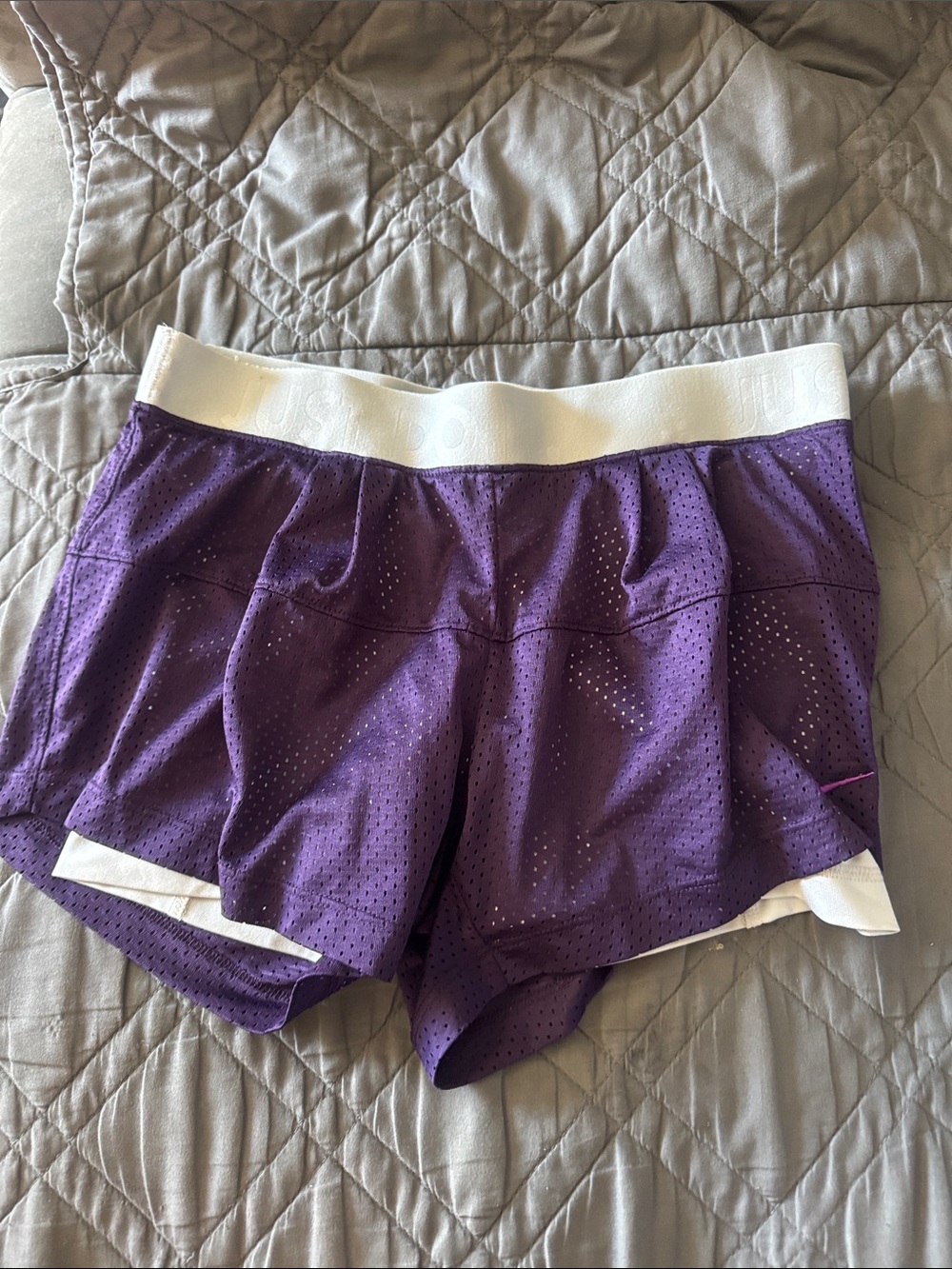 Nike Purple Perforated Running Shorts with White Waistband